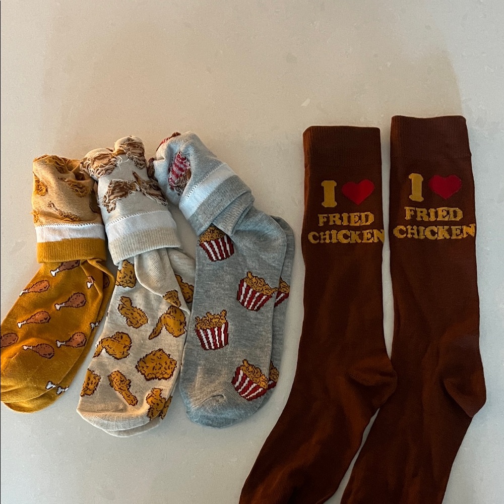 I Love Fried Chicken Socks - Brown and Multi-Color Set